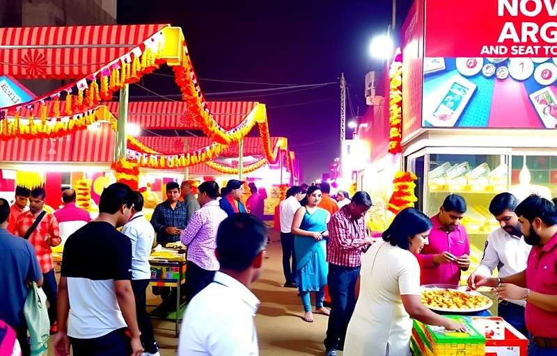 Masala Market Mayhem Diwali event showing decorated market with diyas and players preparing special sweets